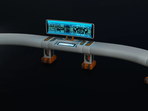 Sci fi Workspace - Low Poly - Game Ready - PBR 3D Model