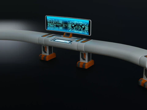 Sci fi Workspace - Low Poly - Game Ready - PBR 3D Model