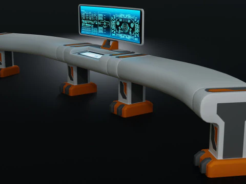 Sci fi Workspace - Low Poly - Game Ready - PBR 3D Model