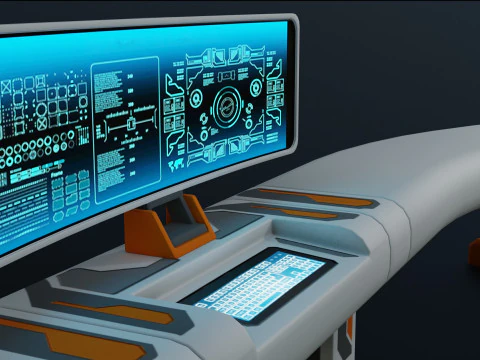Sci fi Workspace - Low Poly - Game Ready - PBR 3D Model
