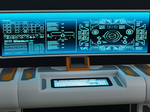 Sci fi Workspace - Low Poly - Game Ready - PBR Modèle 3D