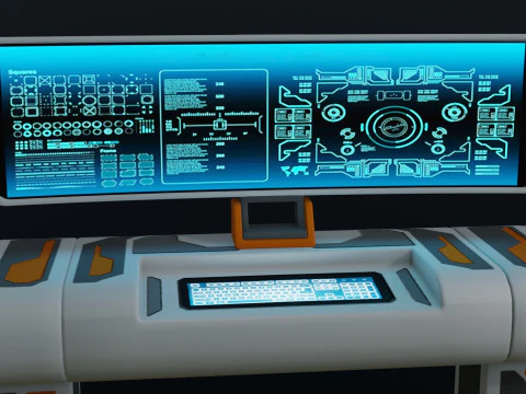Sci fi Workspace - Low Poly - Game Ready - PBR 3D Model