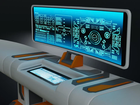 Sci fi Workspace - Low Poly - Game Ready - PBR 3D Model