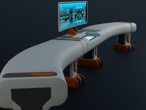 Sci fi Workspace - Low Poly - Game Ready - PBR Modèle 3D
