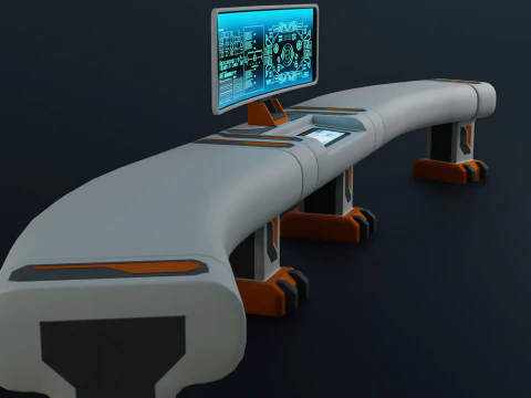Sci fi Workspace - Low Poly - Game Ready - PBR 3D Model
