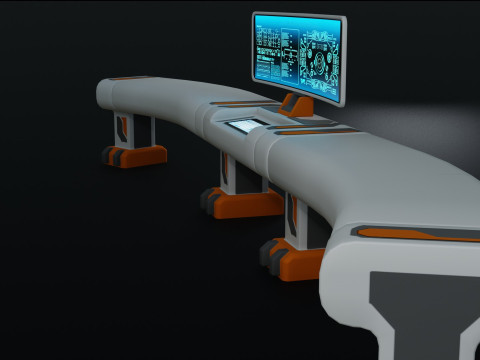 Sci fi Workspace - Low Poly - Game Ready - PBR Modèle 3D