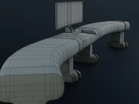 Sci fi Workspace - Low Poly - Game Ready - PBR 3D Model