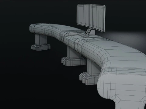 Sci fi Workspace - Low Poly - Game Ready - PBR 3D Model