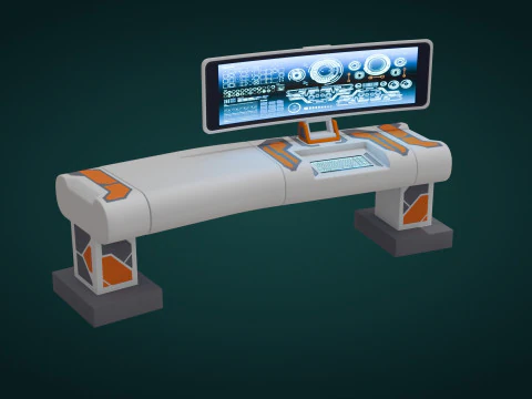 Sci-Fi Workspace - Low Poly - Game Ready - PBR 3D Model