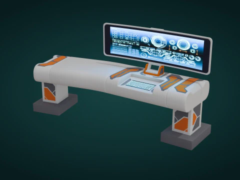 Sci-Fi Workspace - Low Poly - Game Ready - PBR 3D Model