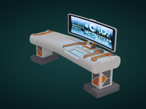 Sci-Fi Workspace - Low Poly - Game Ready - PBR 3Dモデル