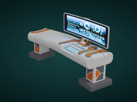 Sci-Fi Workspace - Low Poly - Game Ready - PBR 3D Model