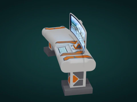 Sci-Fi Workspace - Low Poly - Game Ready - PBR 3D Model
