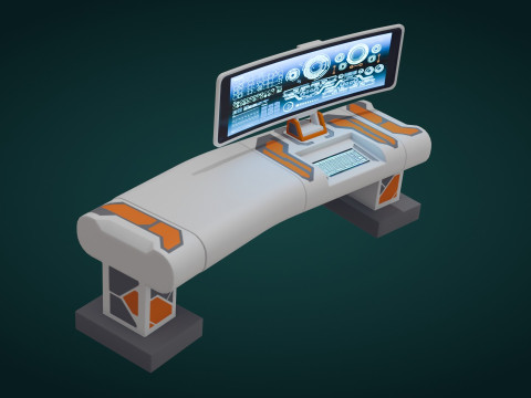 Sci-Fi Workspace - Low Poly - Game Ready - PBR 3Dモデル