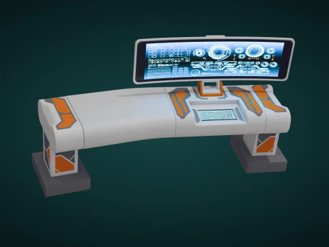 Sci-Fi Workspace - Low Poly - Game Ready - PBR 3D Model