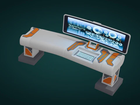 Sci-Fi Workspace - Low Poly - Game Ready - PBR 3D Model