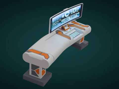 Sci-Fi Workspace - Low Poly - Game Ready - PBR 3D Model