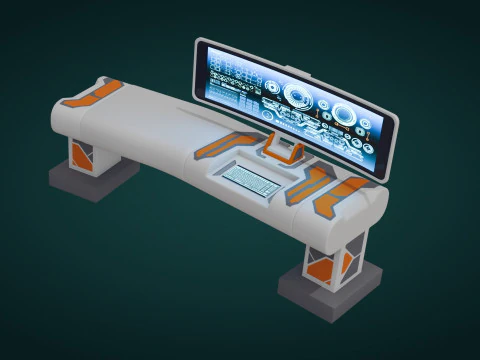 Sci-Fi Workspace - Low Poly - Game Ready - PBR 3D Model