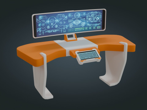 Sci fi Workspace - Low Poly - Game Ready - PBR Modelo 3D