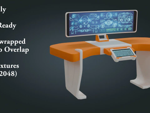 Sci fi Workspace - Low Poly - Game Ready - PBR 3D Model