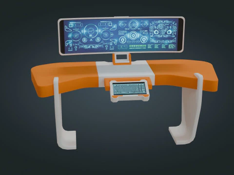 Sci fi Workspace - Low Poly - Game Ready - PBR 3D Model