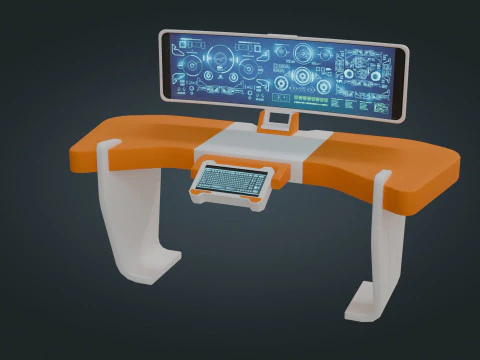 Sci fi Workspace - Low Poly - Game Ready - PBR 3D Model
