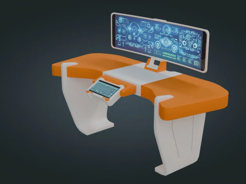 Sci fi Workspace - Low Poly - Game Ready - PBR 3D Model