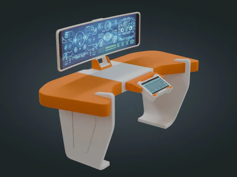 Sci fi Workspace - Low Poly - Game Ready - PBR 3D Model