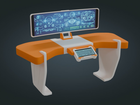 Sci fi Workspace - Low Poly - Game Ready - PBR Modèle 3D