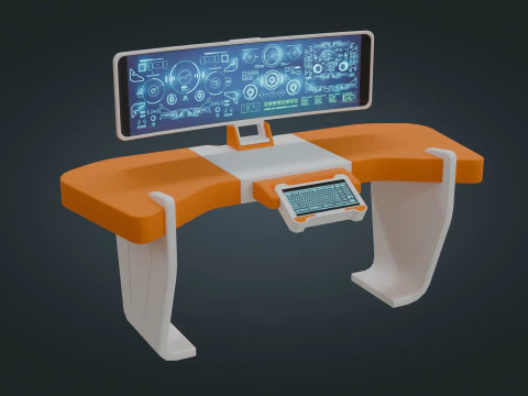 Sci fi Workspace - Low Poly - Game Ready - PBR 3D Model