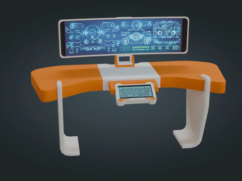 Sci fi Workspace - Low Poly - Game Ready - PBR 3D Model