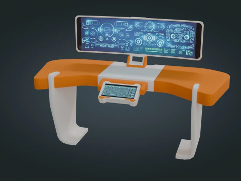 Sci fi Workspace - Low Poly - Game Ready - PBR 3D Model