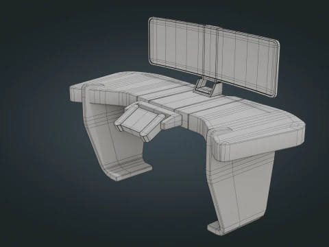 Sci fi Workspace - Low Poly - Game Ready - PBR 3D Model