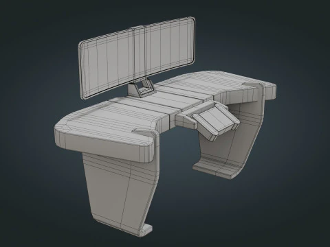 Sci fi Workspace - Low Poly - Game Ready - PBR 3D Model