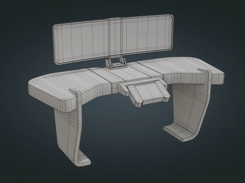 Sci fi Workspace - Low Poly - Game Ready - PBR 3D Model