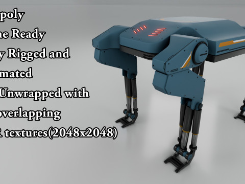 Sci-Fi Robotic Beast - Low poly - Game Ready - PBR Modèle 3D
