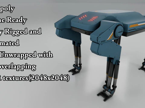 Sci-Fi Robotic Beast - Low poly - Game Ready - PBR 3D Model