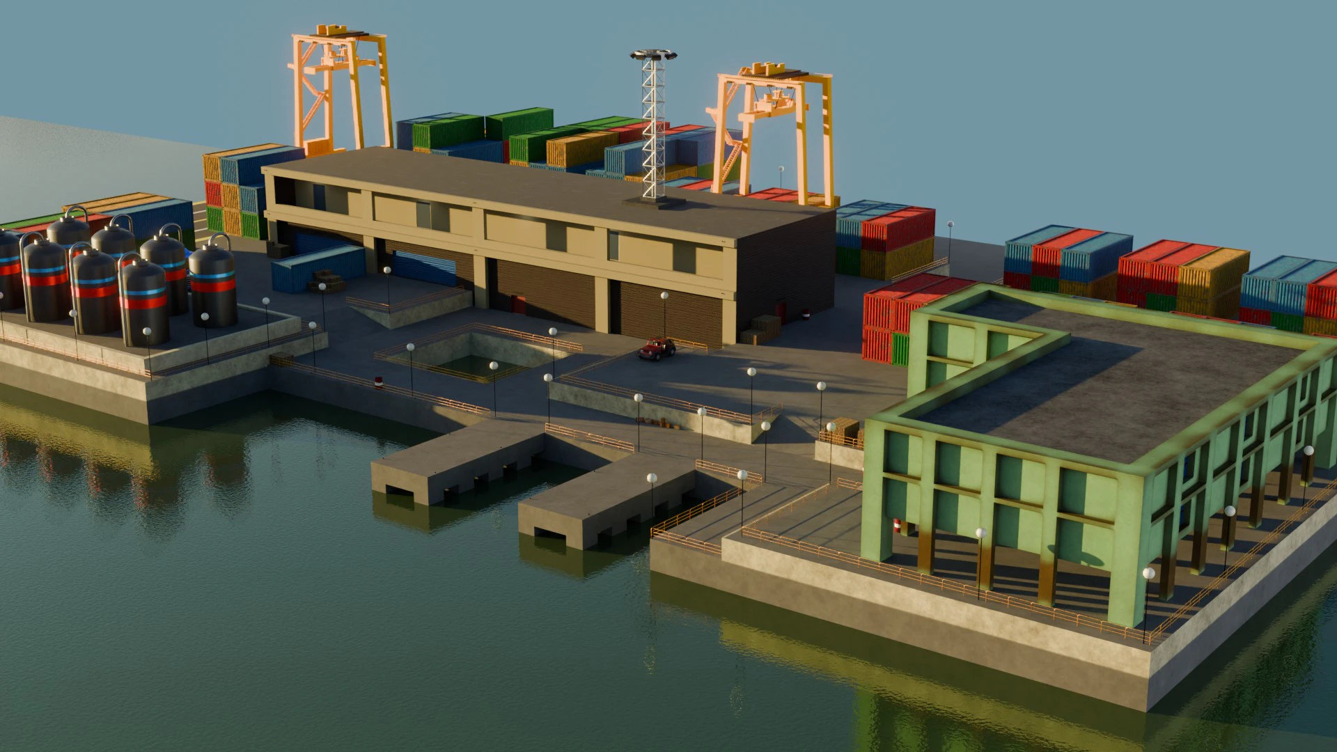 Harbor Port 3D Model .c4d .max .obj .3ds .fbx .stl .blend 
