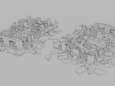 Ruined Buildings - Low Poly - Game Ready - PBR 3Dモデル