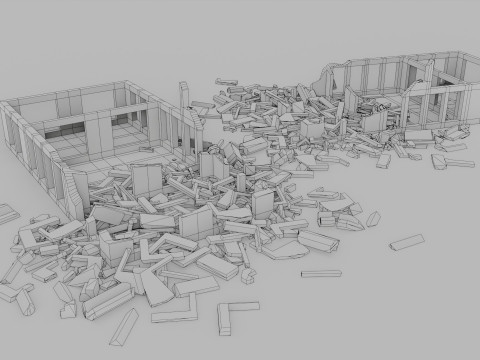 Ruined Buildings - Low Poly - Game Ready - PBR 3Dモデル