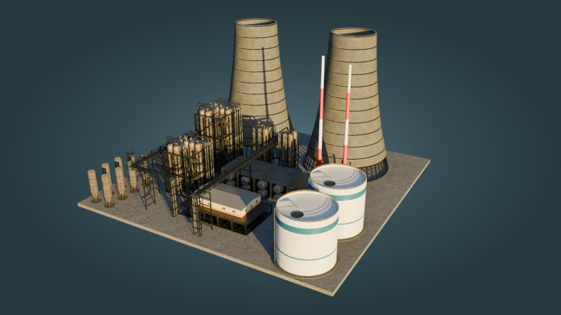 Refinery Unit - Low Poly - Game Ready - PBR Modèle 3D .c4d .max .obj .3ds .fbx .stl .blend