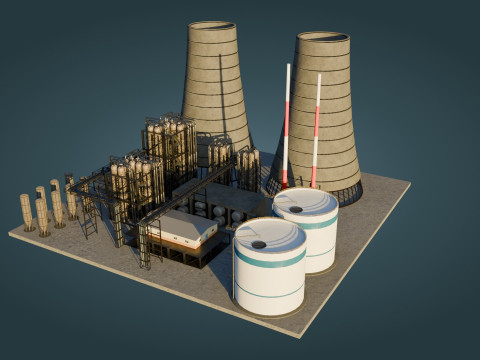 Refinery Unit - Low Poly - Game Ready - PBR 3D मॉडल