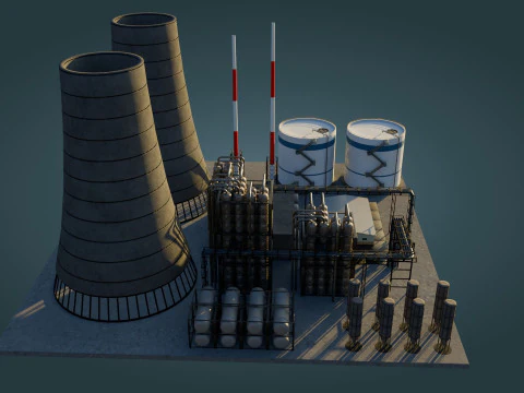 Refinery Unit - Low Poly - Game Ready - PBR 3D Model