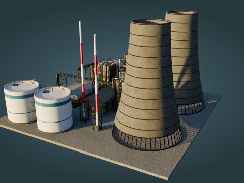 Refinery Unit - Low Poly - Game Ready - PBR Modèle 3D
