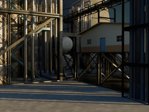 Refinery Unit - Low Poly - Game Ready - PBR 3D Model