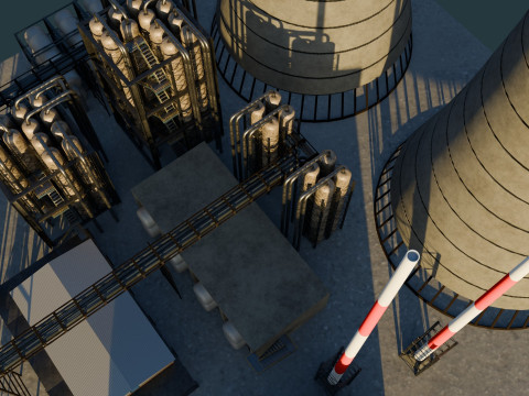 Refinery Unit - Low Poly - Game Ready - PBR Modèle 3D