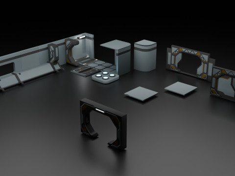 Modular Sci Fi Lab- Low-poly - Game Ready - PBR Model 3D