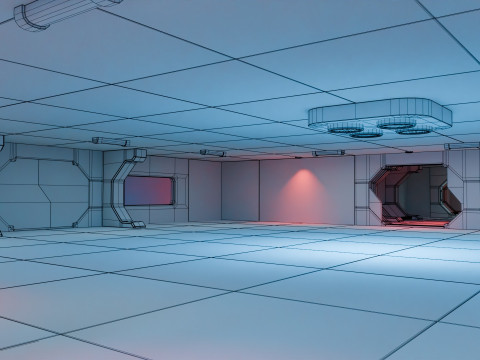 Modular Sci Fi Lab- Low-poly - Game Ready - PBR Model 3D