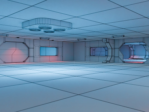 Modular Sci Fi Lab- Low-poly - Game Ready - PBR Model 3D