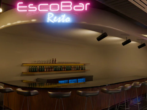 Bar-Interieur &ndash; Low Poly 3D Modell